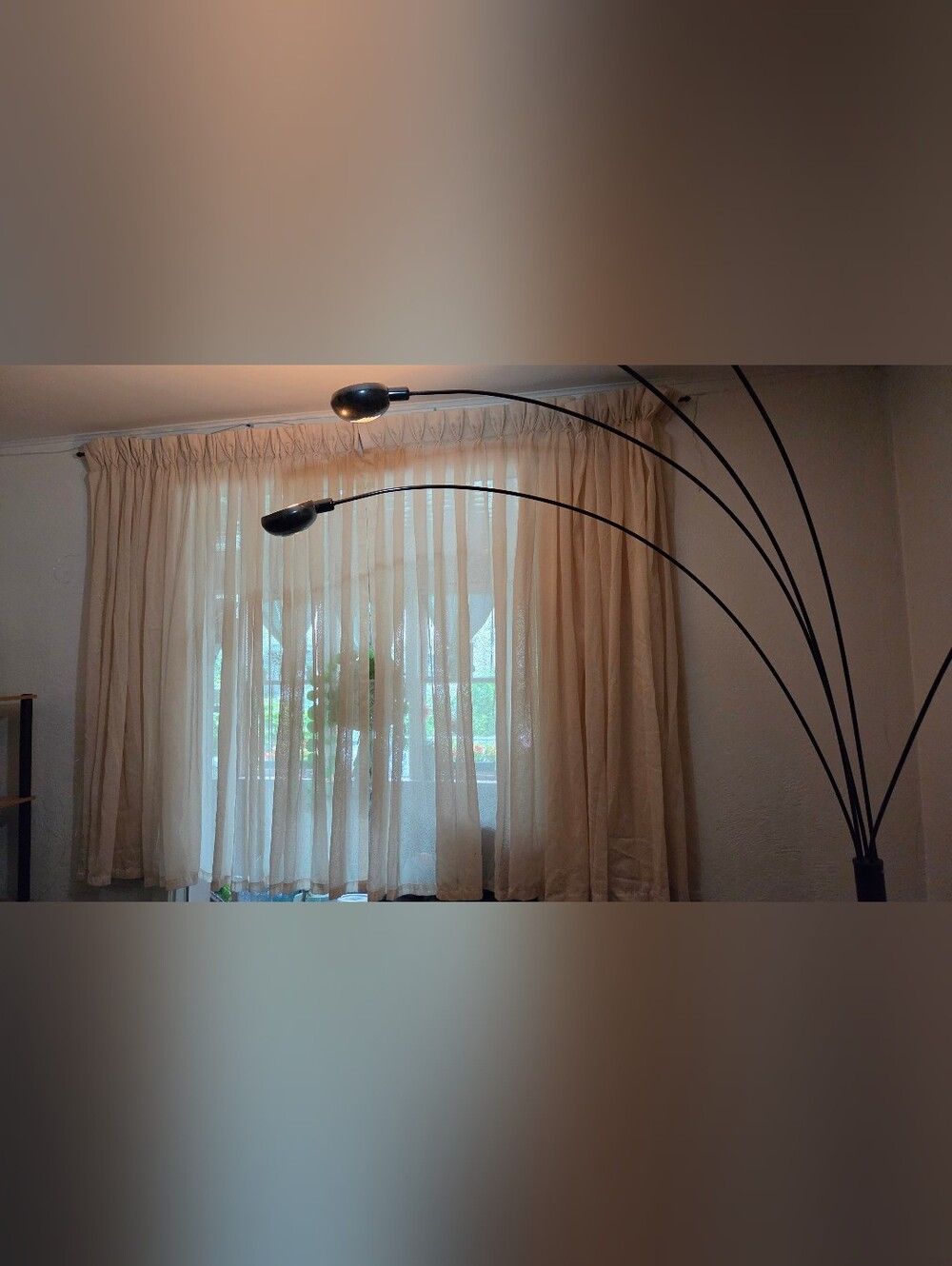 Neutral Beige Sheer Drapes 2pc Panels With Hooks-Home Accents